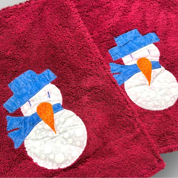 Lot/2 𝑯𝒂𝒏𝒅𝒎𝒂𝒅𝒆 Christmas Snowman Hand Towels 🎁 - Picture 16 of 16